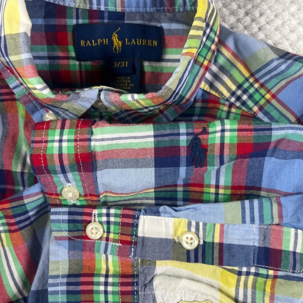Ralph Lauren Kids Plaid Button Down Shirt Long Sleeve Size‎ 3T